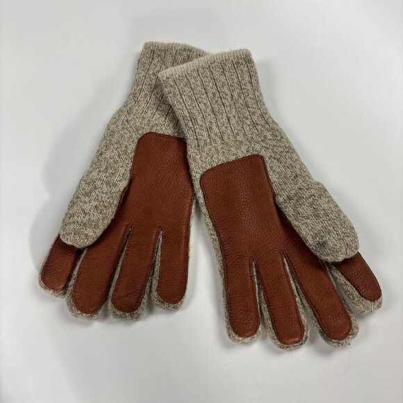 Eddie Bauer Wool Gloves Mens Large Deerskin Leather Grips Insulated - Picture 1 of 7